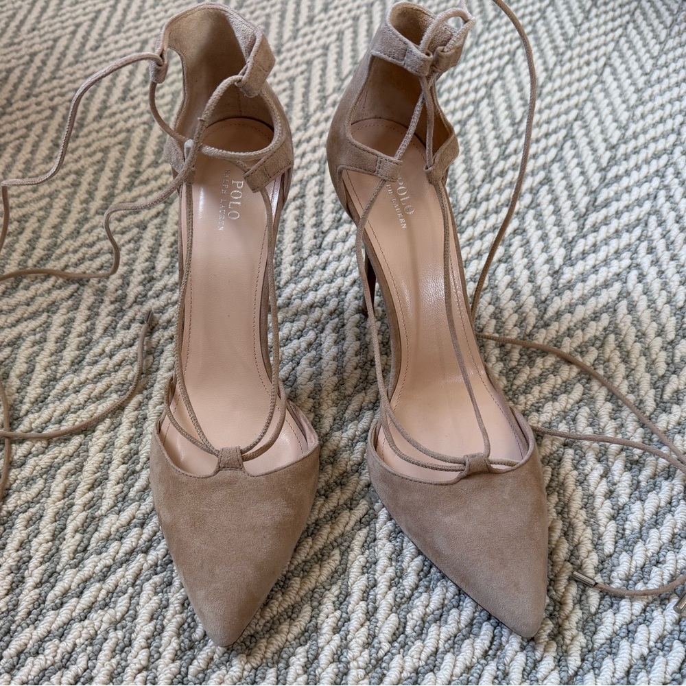 Ralph Lauren Suede Lace Up Heels